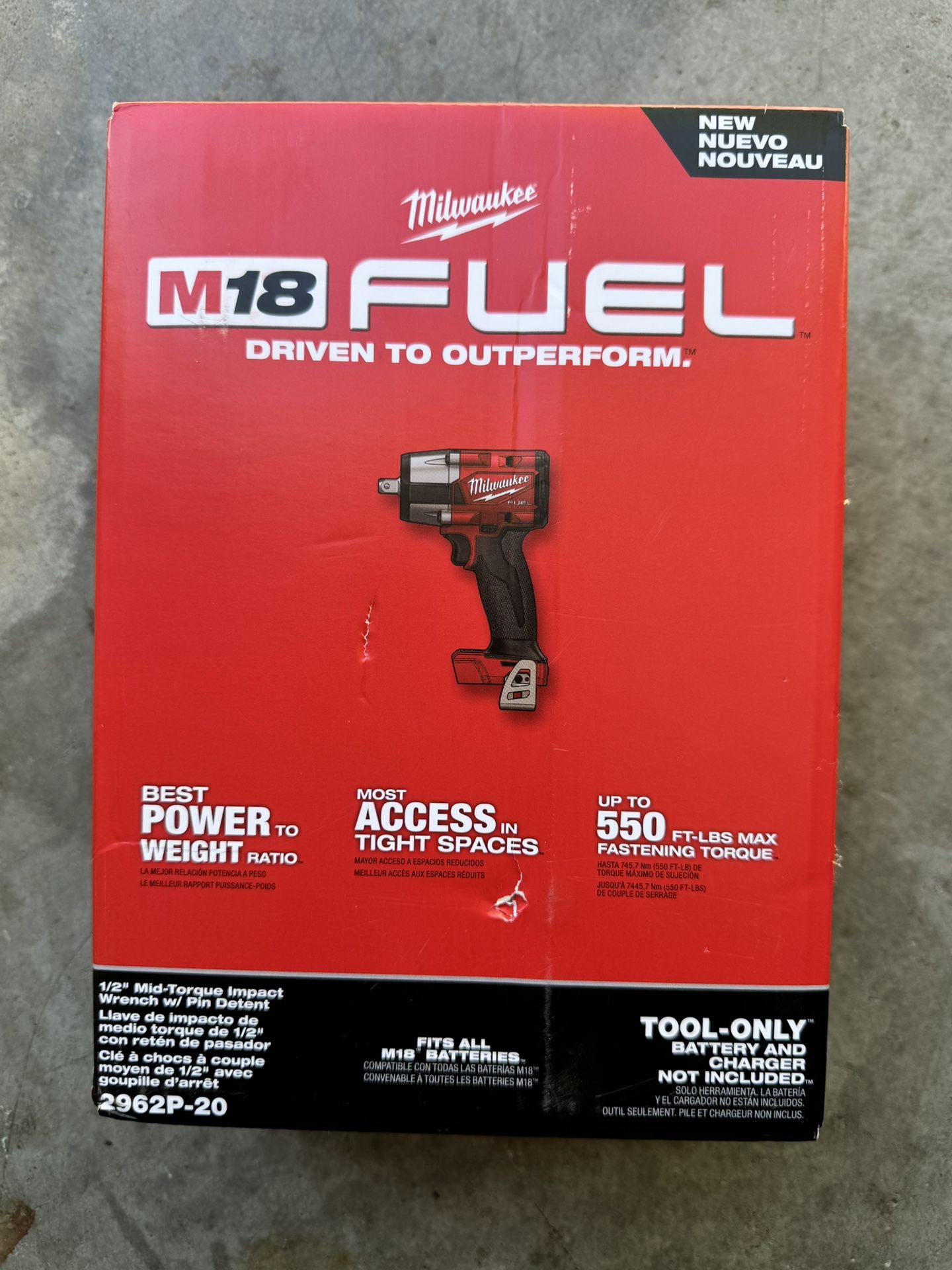 Milwaukee M18 FUEL GEN-2 18V Lithium-Ion Brushless Cordless Mid Torque 1/2 in. Impact Wrench with Pin Detent (Tool-Only)