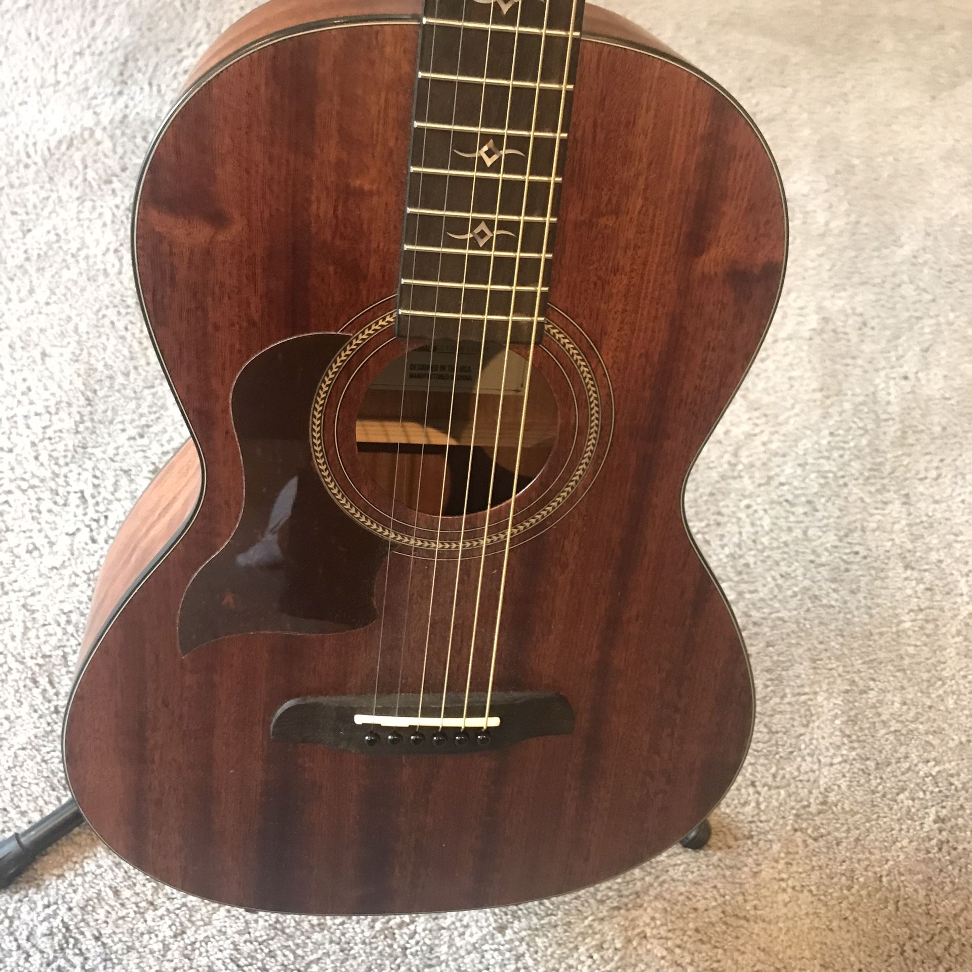 MINT Sawtooth left handed mahogany parlor guitar