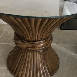 Wood side table indoor outdoor patio