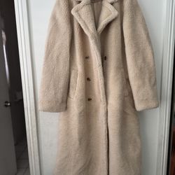Women’s Sherpa Ivory Long Coat Teddy Coat