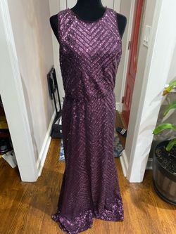 Size 12 calvin klein prom dress evening gown formal wear party wedding purple sequins