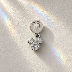 Pandora Disney Mickey Mouse Head Dangle Charm – Sterling Silver with CZ Stones