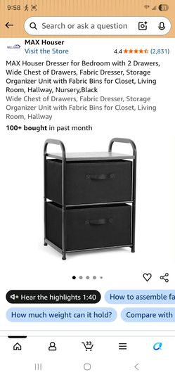 2 drawer fabric dresser
