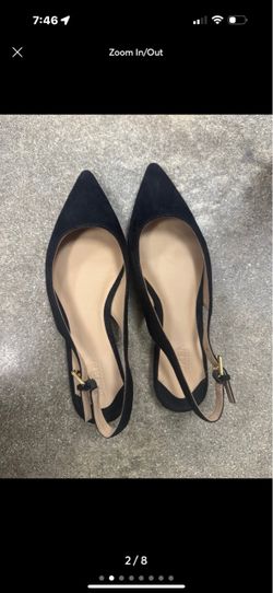 Ralph Lauren Black Suede Pointed-Toe SlingbacFlats Size 5.5
