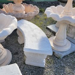 Concrete Plain Curved Benches / Cement Garden Patio Bench / Outdoor Patio Furniture