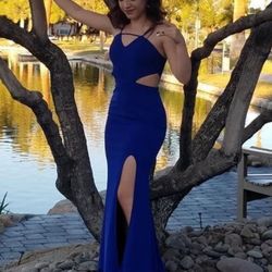 Blue Cutout Design Dress