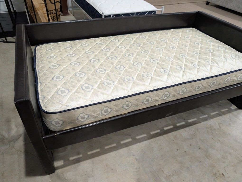 Brown Leather Twin Daybed