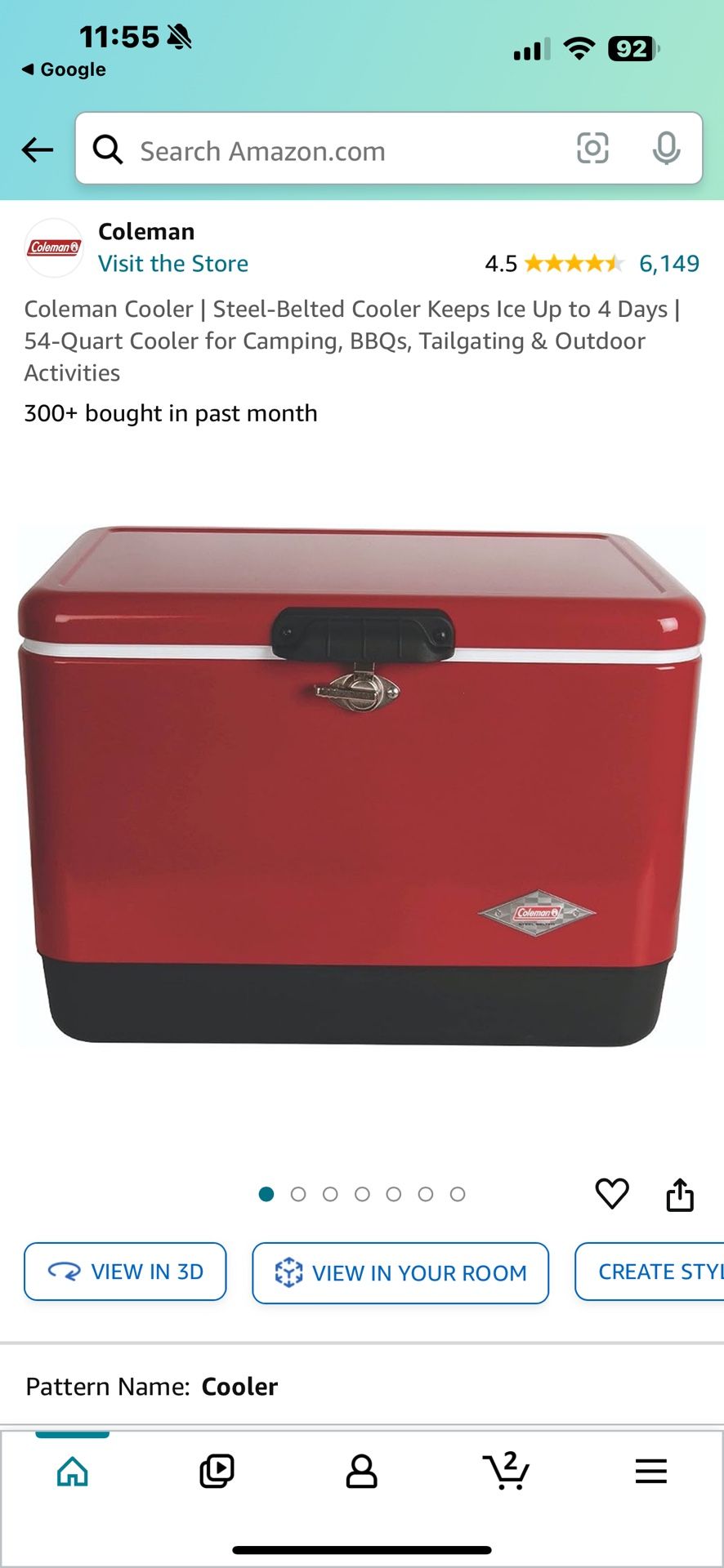 Coleman Cooler | Steel-Belted Cooler Keeps Ice Up to 4 Days | 54-Quart Cooler for Camping, BBQs, Tailgating & Outdoor Activities