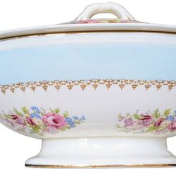Homer Laughlin Georgian Eggshell Blue Covered Vegetable Casserole Soup Tureen