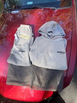 essentials dark oatmeal hoodie and pants set