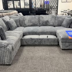 Gray Pullout Sectional + Storage - DELIVERY AVAILABLE NOW‼️