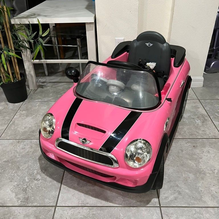 Battery Operated Pink Mini Cooper 6v Ride On With Remote Control