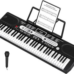 Keyboard Piano, 61 Key Electric Piano Keyboard for Beginners and Kids, with Power Supply, Built In Speakers, Portable Keyboard Teaching (No Mike)