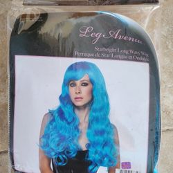Leg Avenue Long Hair Blue Wig New