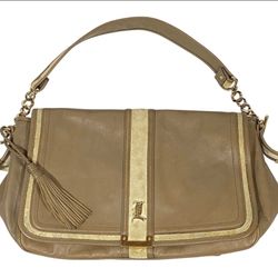 L.A.M.B. Gwen Stefani Messenger Shoulder Bag Y2K Tan Cream Leather Satchel Purse
