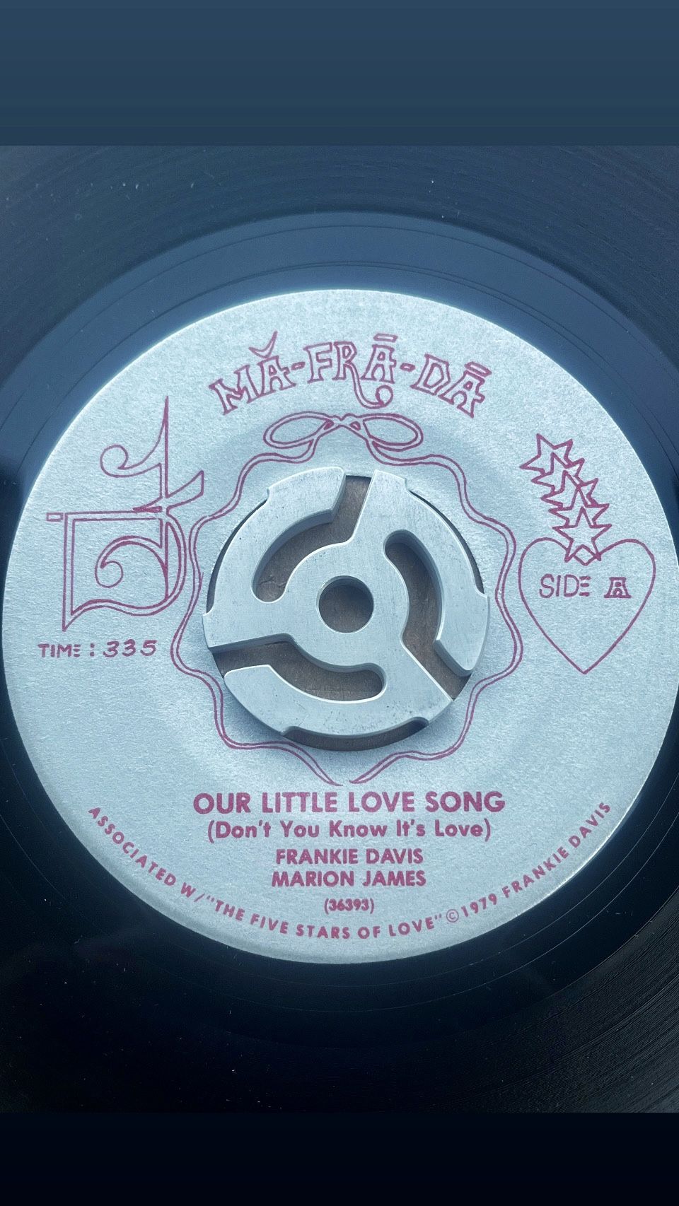 OUR LITTLE LOVE SONG (DON’T YOU KNOW IT’S LOVE) - FANKIE DAVIS MARION JAMES 7’ RECORD EARE SOUL 45 RARE OLDIES 45 RARE SWEET SOUL 45 LOW RIDER OLDIES 