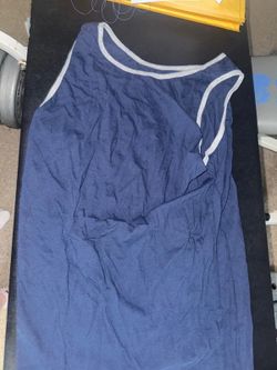 Navy Blue Tank Top with Gray Trim