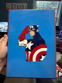 Custom wooden captain America art