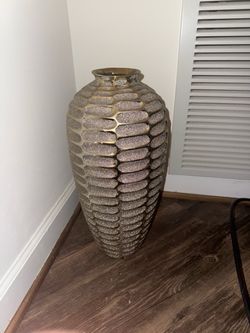 Large Gold Glitter Textured Decorative Vase