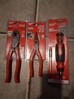 Milwaukee  Lineman's Pliers With Crimper - 8" Long Nose Pliers - Ratcheting Multi-Bit Driver  / All For