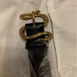 Black Leather Snake Belt