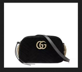 Pre- owned Gucci GG Marmont Velvet Small Shoulder Bag Black