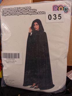 Adult Black Velvet Hooded Cape @