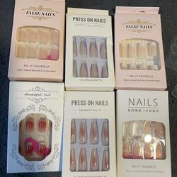 6 Nails Glue On And Press On Nail Sets 