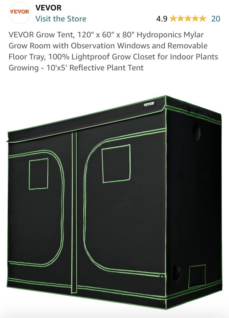 Vevor Grow Tent 120”x60”x80”