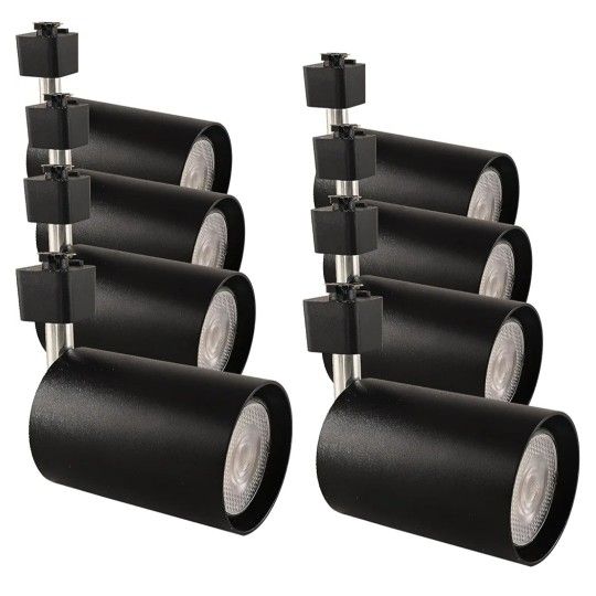 KING SHA Track Lighting Heads Heavy Duty Aluminum Alloy PAR20 Compatible J Track System,E26 Base,Black,8Pack