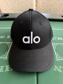 ALO White on Black Logo Baseball Cap/Hat - Unisex Adults - Adjustable - NWOT