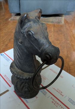 Antique Cast Iron Horse Hitching Post Head, 14.4 pounds, 13" TALL