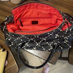 Kate Spade NY "Sew Be It" Stevie Shoulder Hand Bag BLACK CREAM White patent