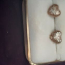 18 Kt Rose Gold Over Silver Pave Diamond Heart Studs