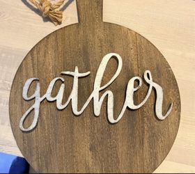 Hobby Lobby Farmhouse "Gather" Wood Wall Sign with Rope Hanger
