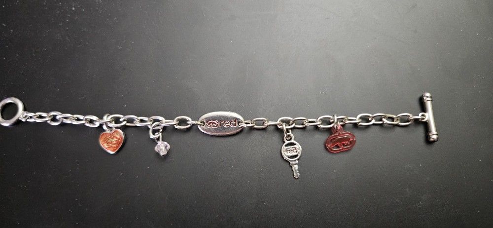 Eco Red Mini Charm Silver Bracelet