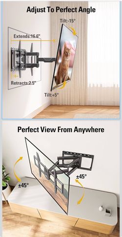 Tv mount full motion swivel and tilt mounting dream