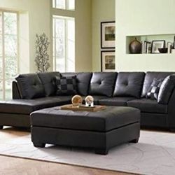 Brand New Black Leatherette Sectional