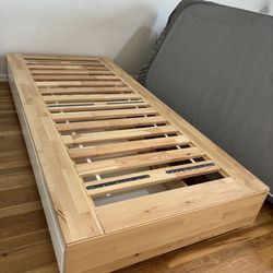 IKEA MANDAL Twin Bed Frame with Storage – Solid Wood (No Mattress)