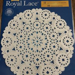 Royal Lace Doilies -10” Round - Set Of 12