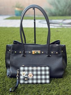 Michael Kors Large Addison Leather Tote with Wallet, GUC/MK Set Usado