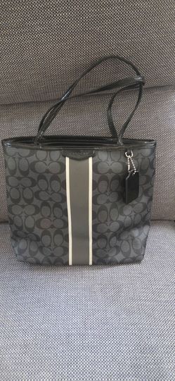 Coach Signature Tote Bag with Varsity Stripe