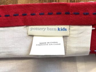 Pottery Barn Curtain 44x84” 1 Red Panel Red, White, Blue Stitching 44x63 NWOT Lined