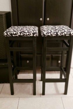 Bar Stools Black Wood Cushioned Seats