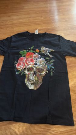 Black Skull Floral Graphic T-Shirt