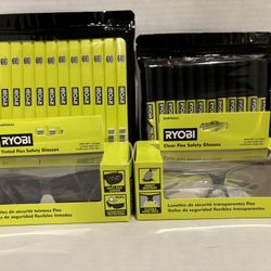 🆕 RYOBI BUNDLE, 1 Tinted & 1 Clear Pair Of Saftey Glasses, 12 Pencils & 12 Markers
