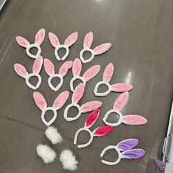 Bunny Ears & Bunny Tails - 12 In Total Ears & 3 Tails - HALLOWEEN Costume 