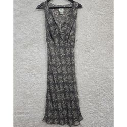 Ice Womens Silk Beaded Midi Dress Size 8 Whimsical Y2K Grunge Romantic Evening 
