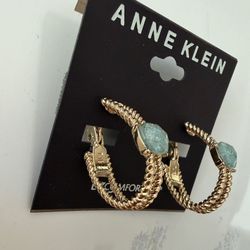 Women 925, gold over clip hoop earrings with turquoise gemstone 