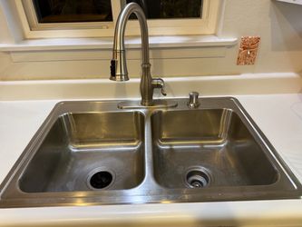 Stainless Steel Double Basin Kitchen Sink with Faucet